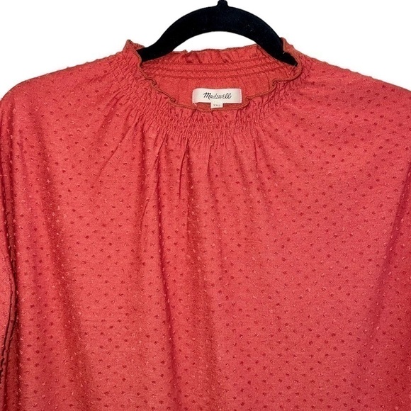 𝅺NEW Madewell Clipdot Ruffle Top Etruscan Clay Red - Picture 3 of 3